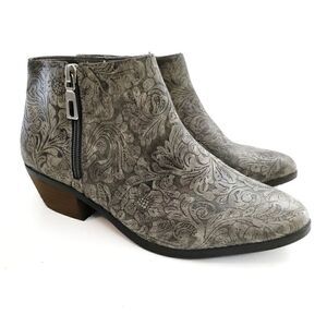 VERY VOLATILE FAIRCHILD TOOLED VEGAN SNAKESKIN PRINT ANKLE BOOTS SZ 6.5